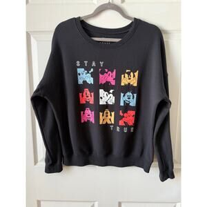 Disney Mickey Mouse “Stay True” Black w Pop Art‎ Graphic Sweatshirt Size Medium
